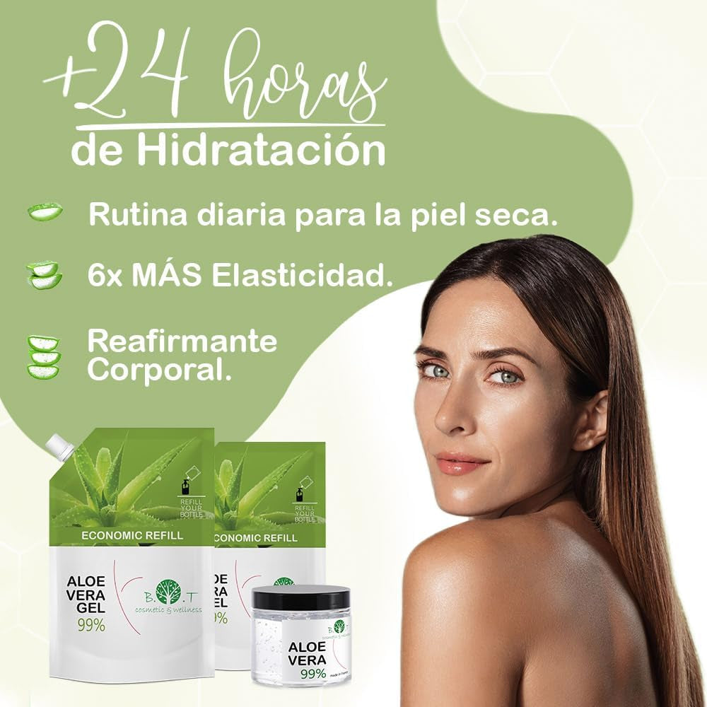 Aloe Vera Gel 100% Natural - Hydrating & Soothing After Sun Treatment, Perfect for Skin and Hair Care, 1000ml