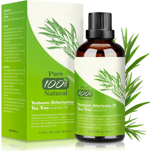 Aceite de Árbol de Té 100% Natural - Tratamiento Antiacné y Cuidado Multiusos en Tamaño de Viaje - 100 ML